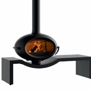 Poêle à Bois en Fonte Brio sur Banc 1,6 mètre Raccordable