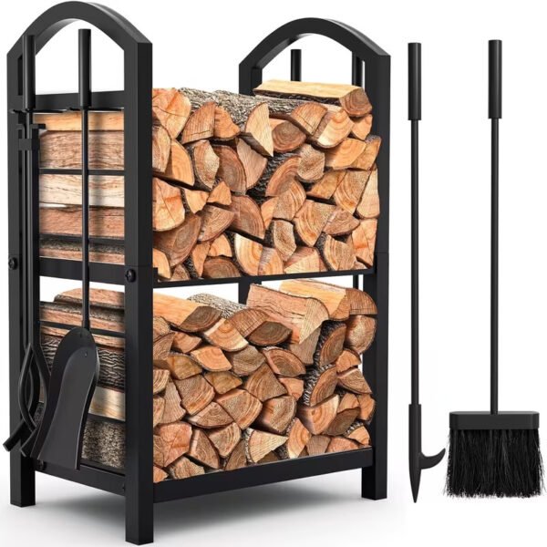 Porte-bois avec outils 5 pièces